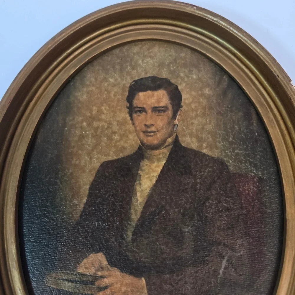 Vintage Colonial Gentleman Oval Framed Art Print by C. Bosseron Chambers NY